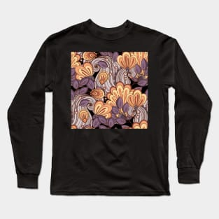 Print with Vintage Floral Motifs Long Sleeve T-Shirt